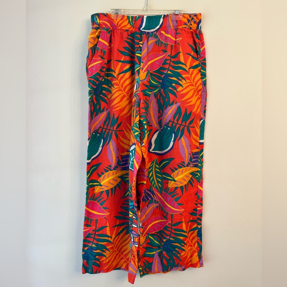 C&C California Wide Leg Tropical Print Pants - Red, Orange, Green, Pink, Teal